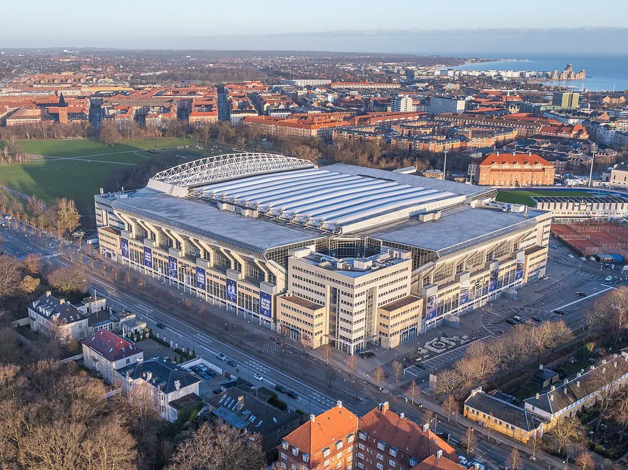 Parken Stadium, a major football venue in Copenhagen, Denmark.