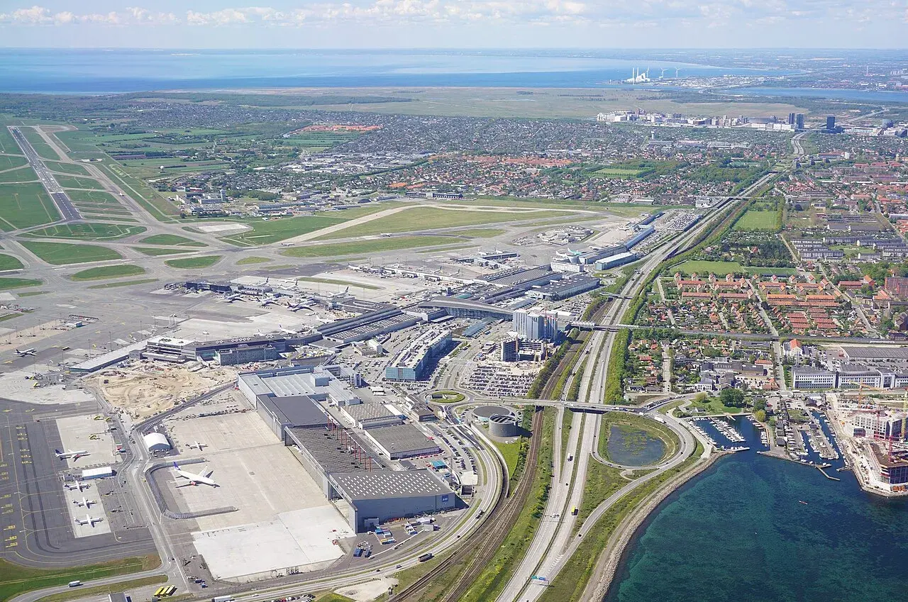 Aerial photograph of Copenhagen Airport.