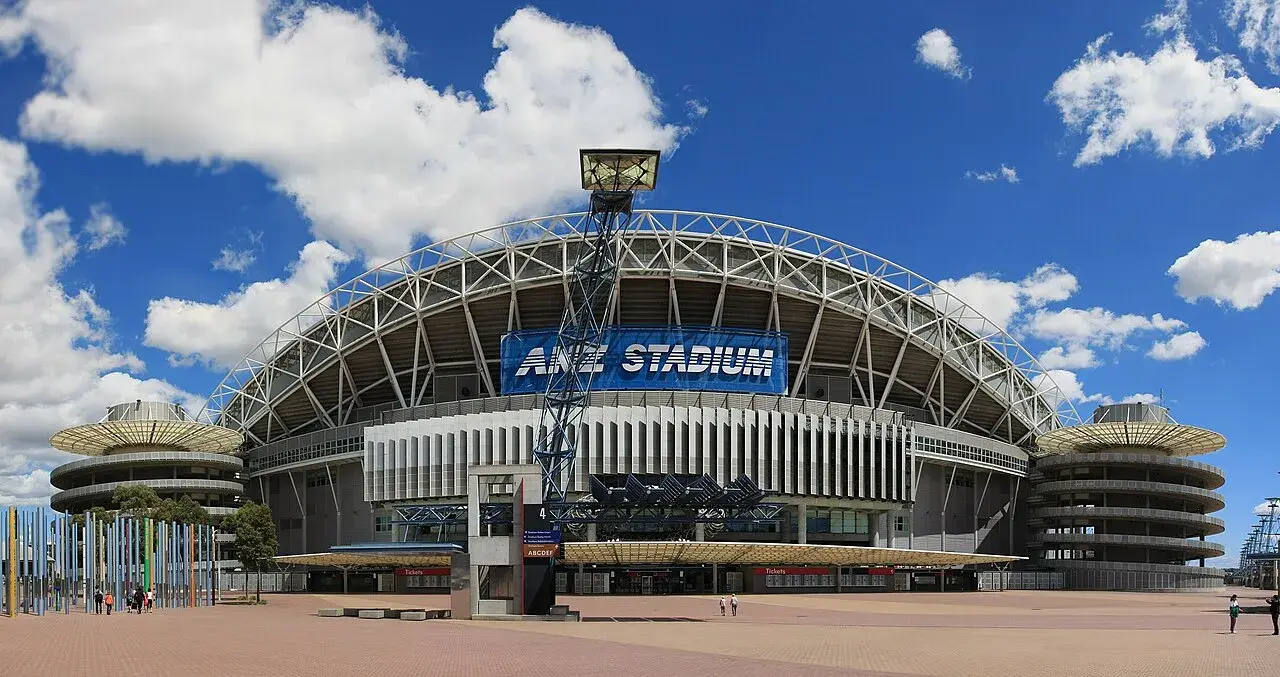 Aerial view of Stadium Australia, located in the Sydney Olympic Park area.