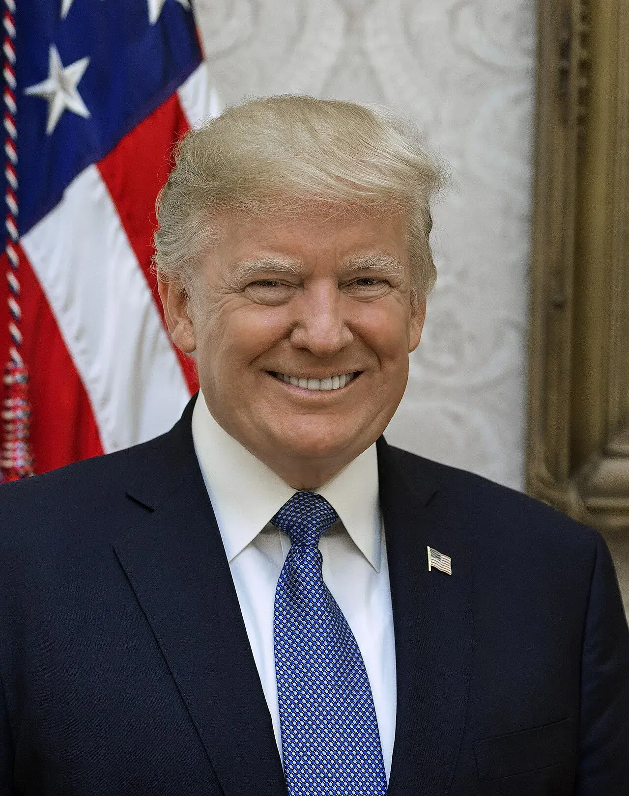 President Donald Trump poses for his official portrait at the White House in Washington, D.C., on October 6, 2017.