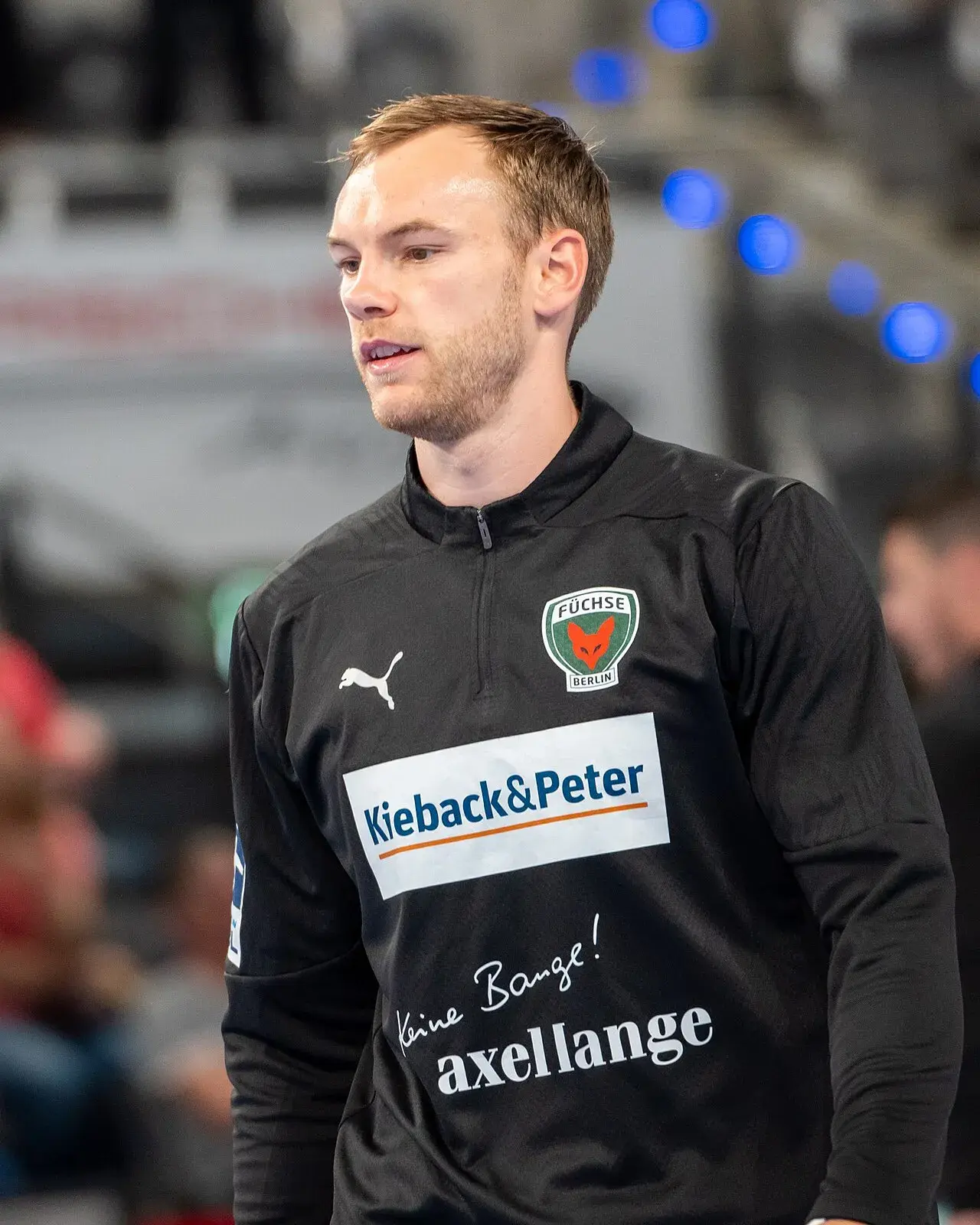 Mathias Gidsel i sportslig sammenhæng under sin tid hos Füchse Berlin. Billedet er taget i forbindelse med et event/kamp.
