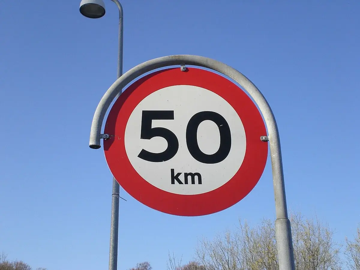 Speed limit road sign 50 km