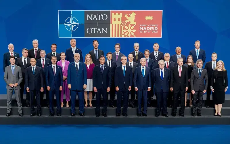 Group portrait of NATO leaders at the Madrid Summit 2022