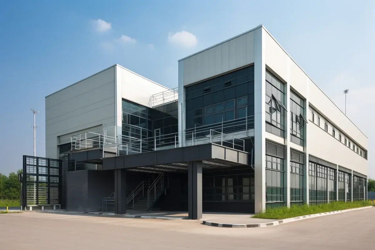 Exterior of a modern industrial building