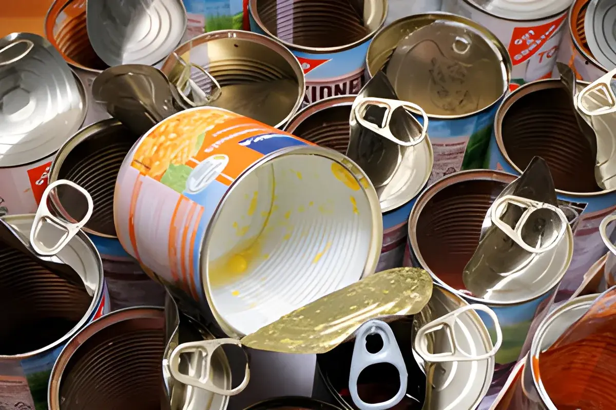 stack of empty metal cans ready for recycling