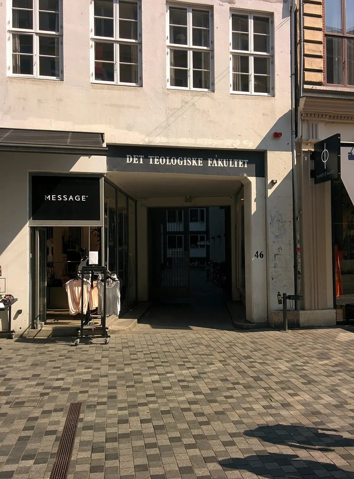 Entrance to the Faculty of Theology at the University of Copenhagen.
