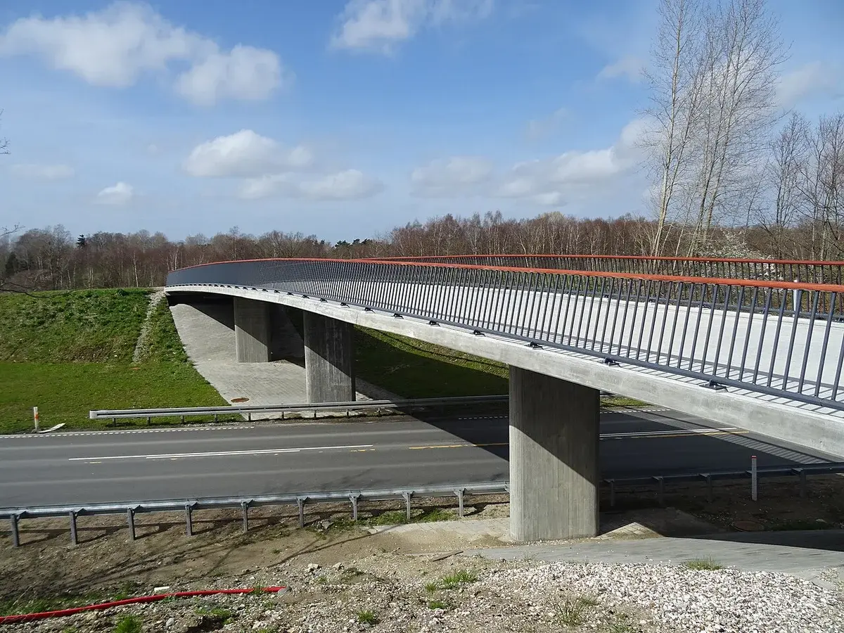 new concrete bridge over road near Favrholm Station