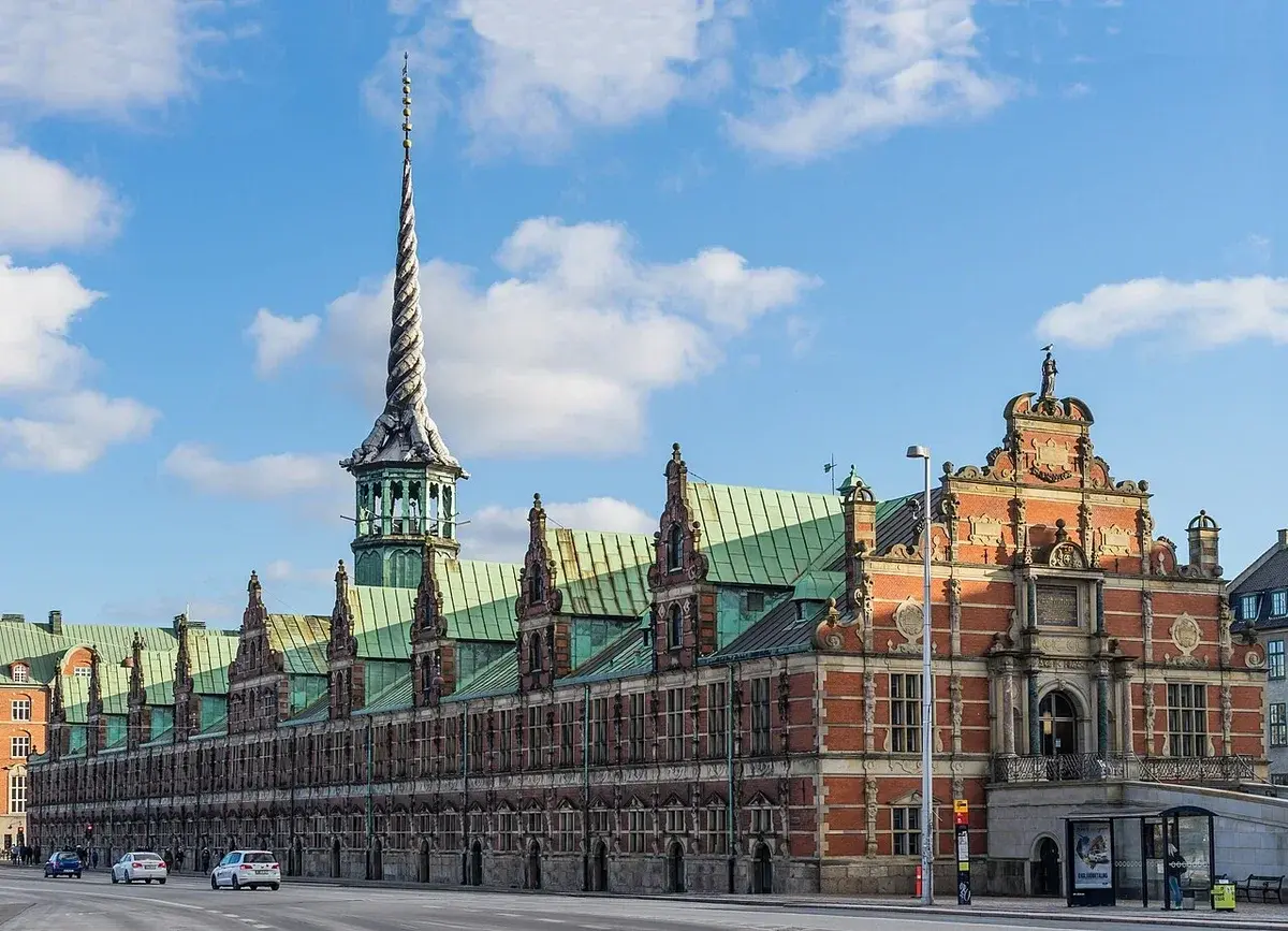 The Børsen building with a unique twisted spire in Copenhagen