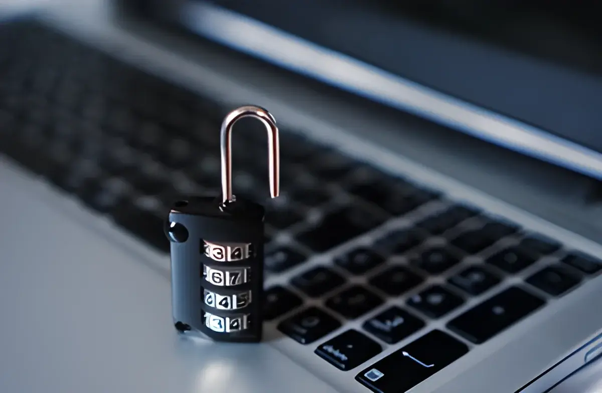 Laptop keyboard with combination padlock