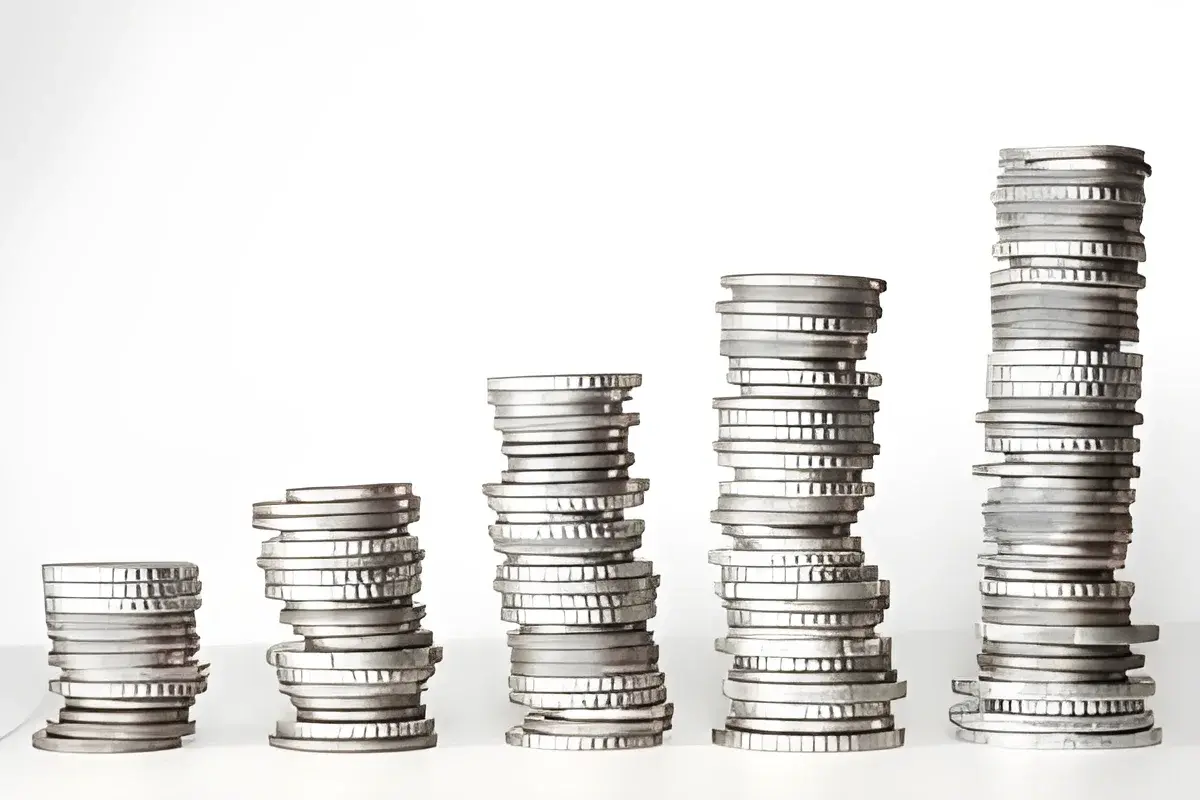 Stacks of coins increasing in height